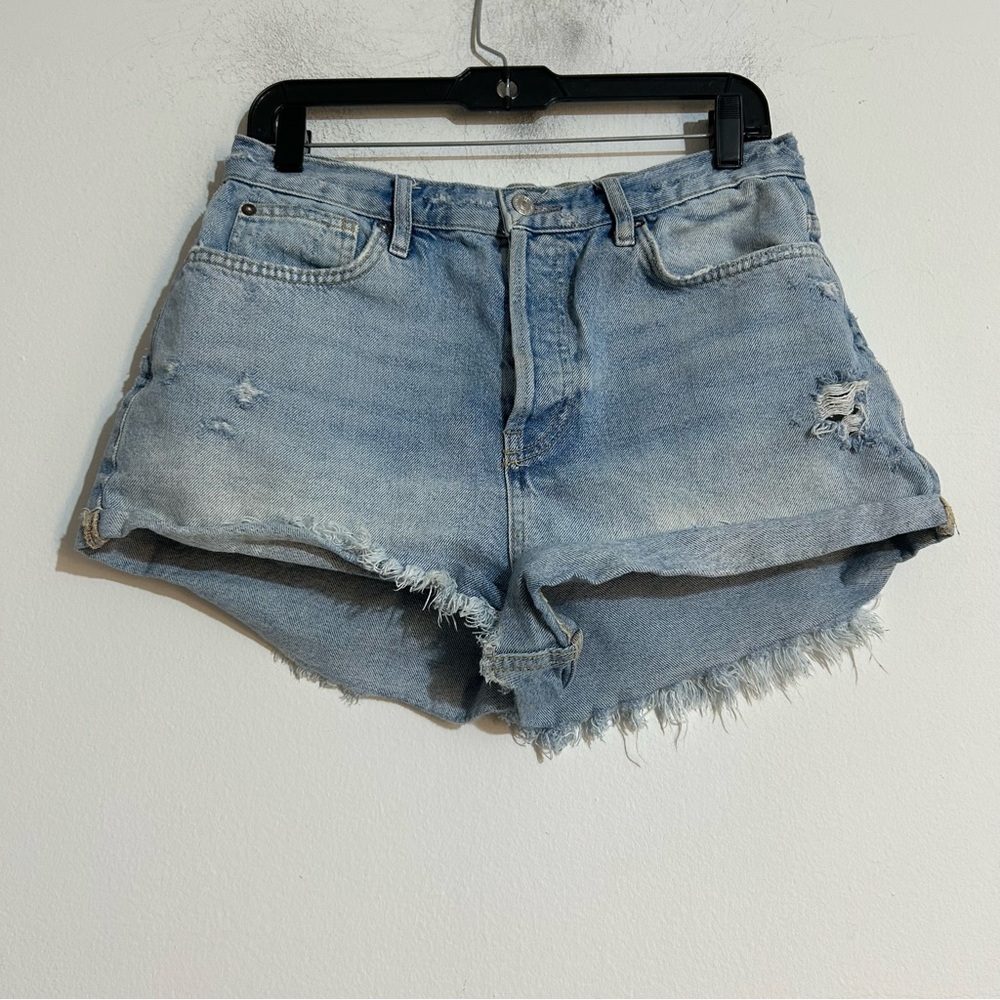 Free People Lasso High Rise Denim Jean Shorts Size 30 Festival Summer